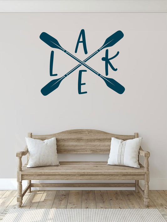 Lake with Crossed Oars Vinyl Wall Decal