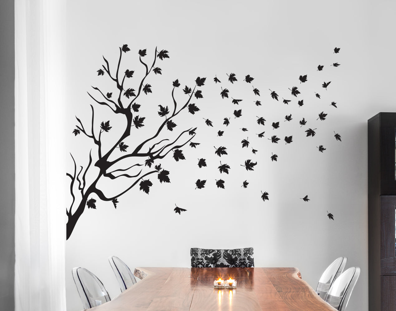 Maple Tree Branch and Leaves Vinyl Wall Decal