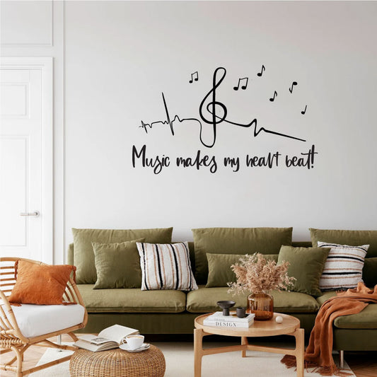 Music Makes My Heart Beat Vinyl Wall Words Decal