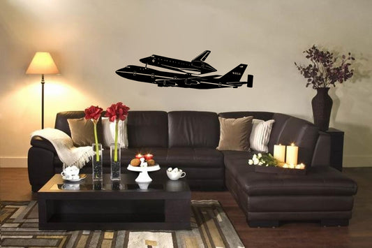 B-747 Airplane and Space Shuttle Silhouette Vinyl Wall Decal