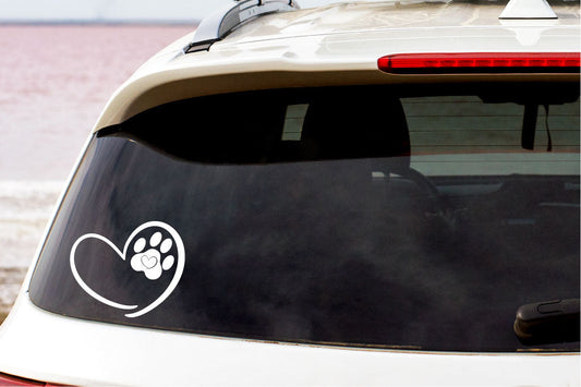 Dog Paw Print Heart Vinyl Decal Sticker