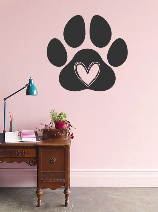 Dog Paw Print Heart Vinyl Wall Decal