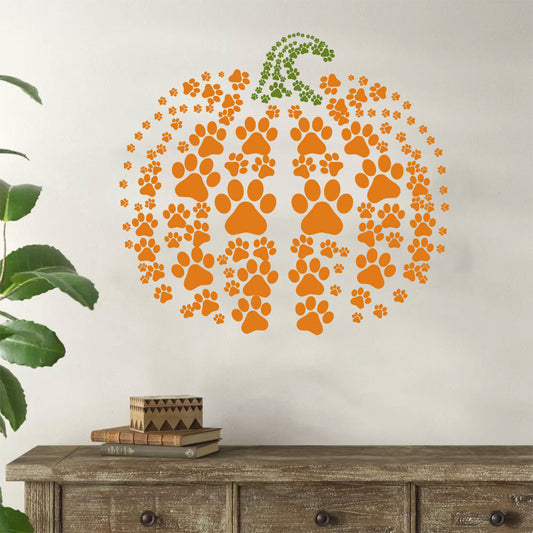 Paw Print Pumpkin Vinyl Wall Decal