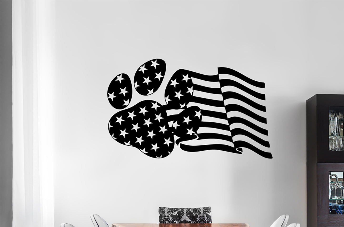 Dog Paw Print American Flag Vinyl Wall Decal