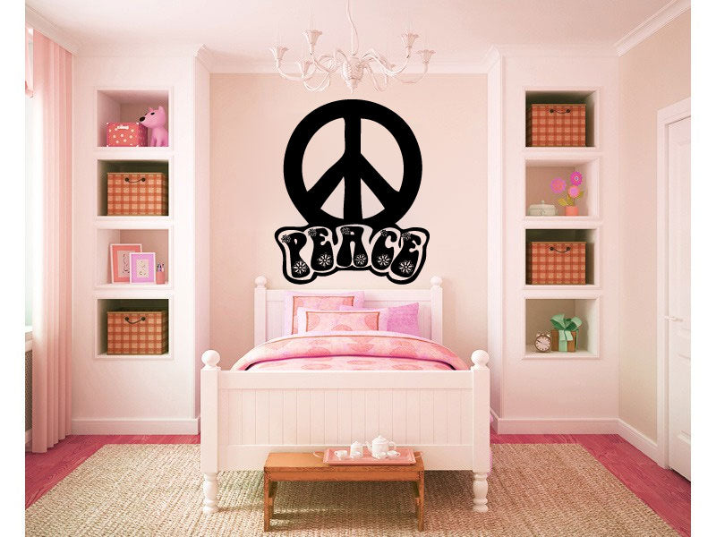 Peace Sign Symbol Silhouette Vinyl Home Decor Wall Decal 