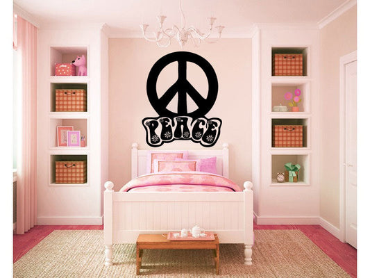 Peace Sign Symbol Silhouette Vinyl Home Decor Wall Decal 