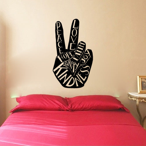 Peace Hope Love Kindness Unity Hand Vinyl Home Decor Wall Decal 