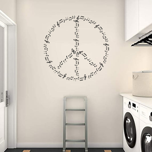 Peace Sign Music Notes Vinyl Wall Decal