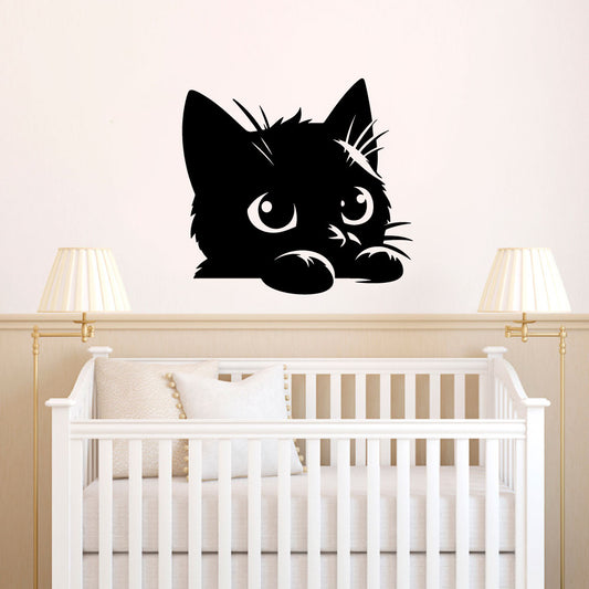 Cat Peeking Vinyl Wall Decal