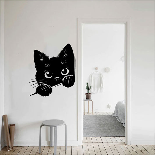 Cat Peeking Vinyl Wall Decal