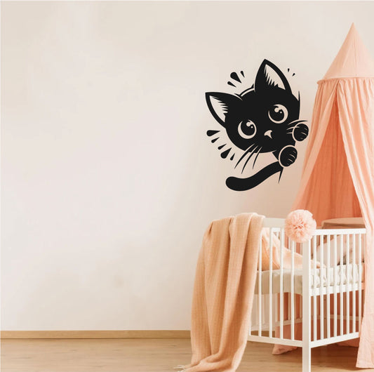 Cat Peeking Vinyl Wall Decal