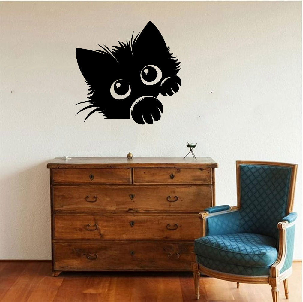 Cat Peeking Vinyl Wall Decal