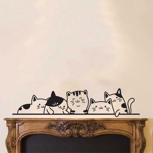 Cats Peeking Vinyl Wall Decal