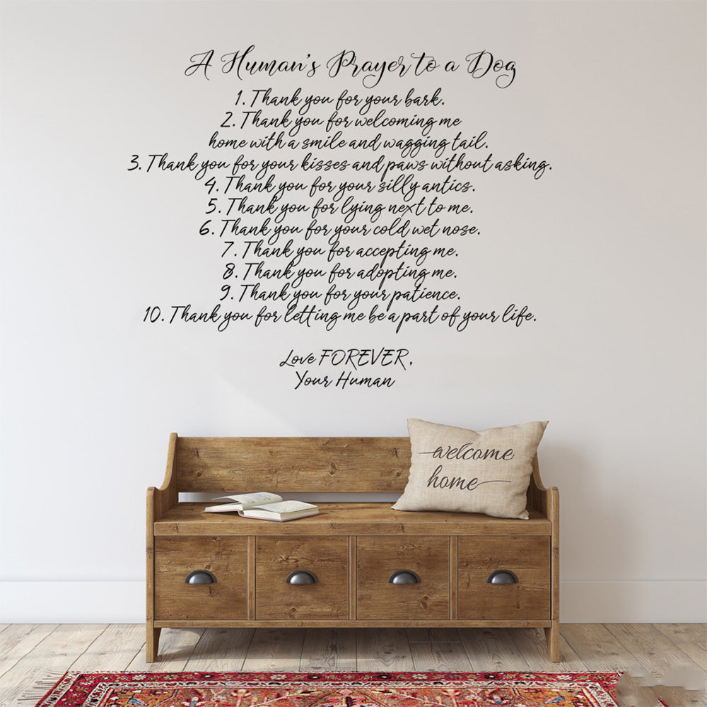 Human's Prayer to a Dog Vinyl Wall Decal - Black