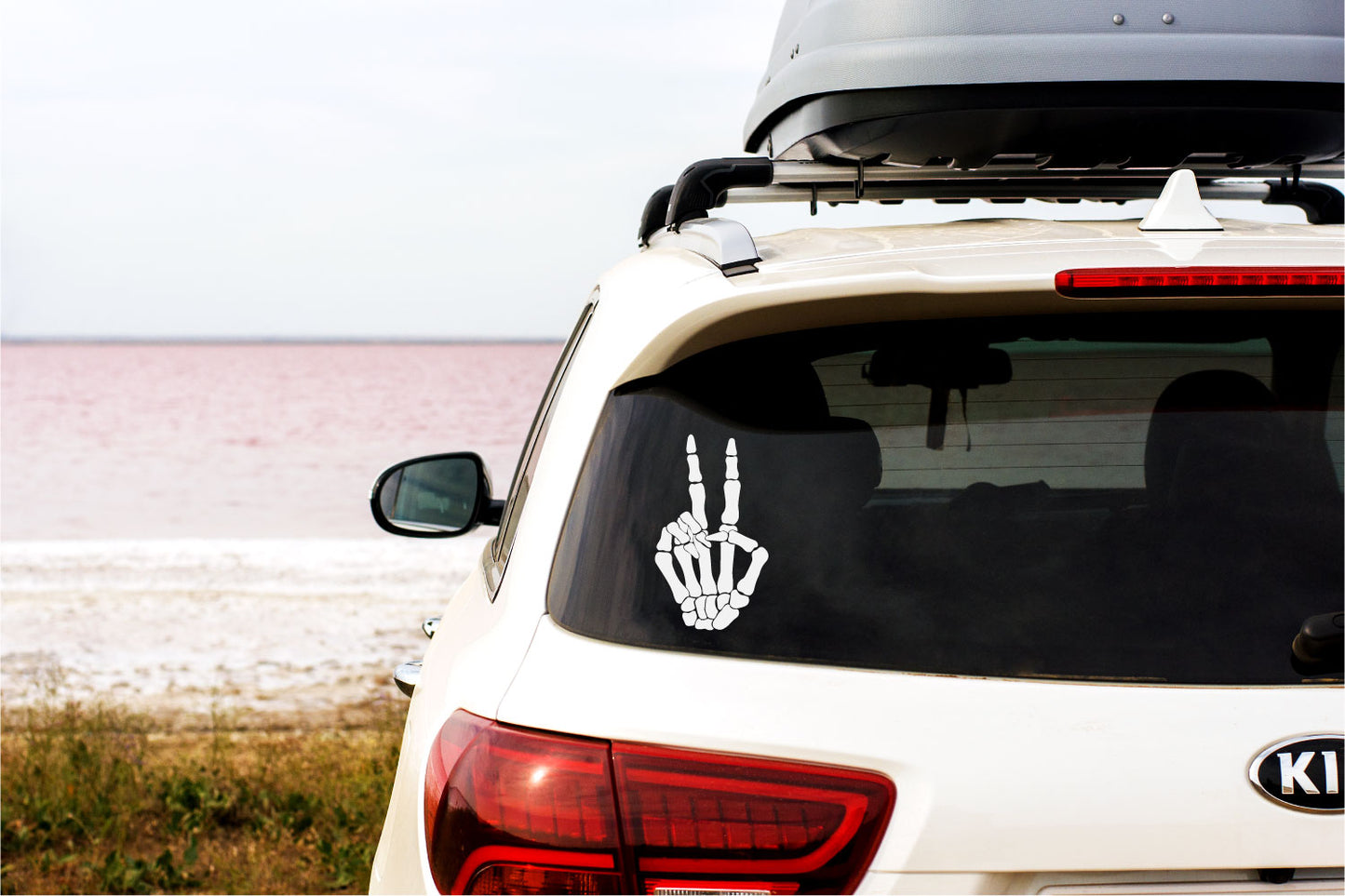 Skeleton Hand Peace Out Sign Vinyl Wall Decal