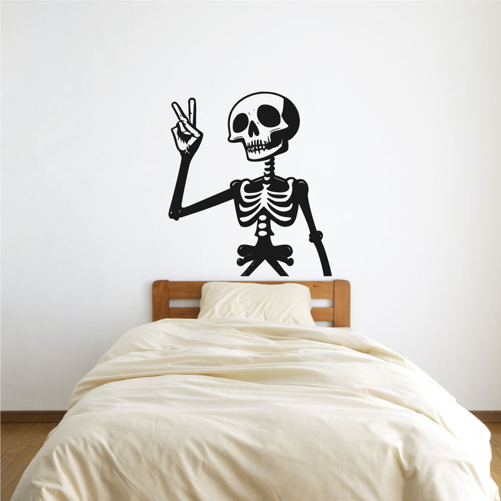 Skeleton Peace Out Sign Vinyl Wall Decal