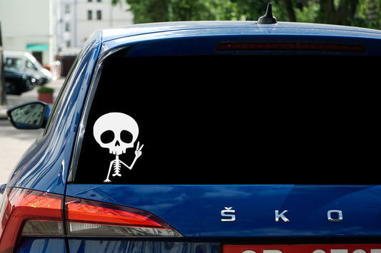 Skeleton Peace Out Sign Vinyl Wall Decal