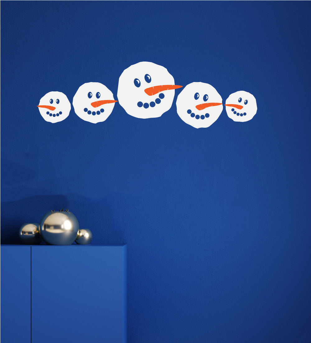 Snowman Faces Christmas Vinyl Wall Decal