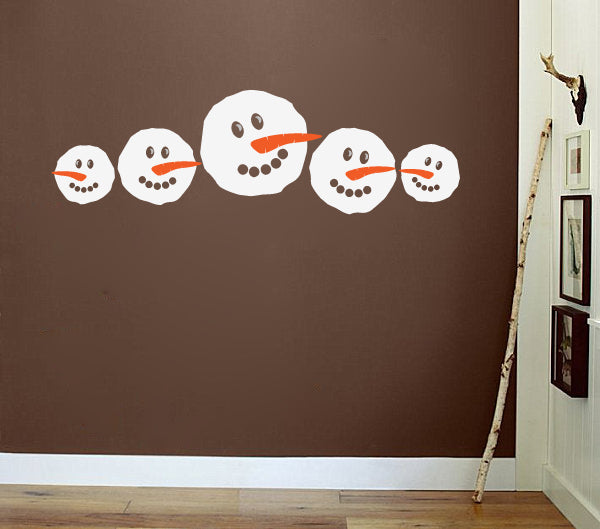 Snowman Faces Christmas Vinyl Wall Decal