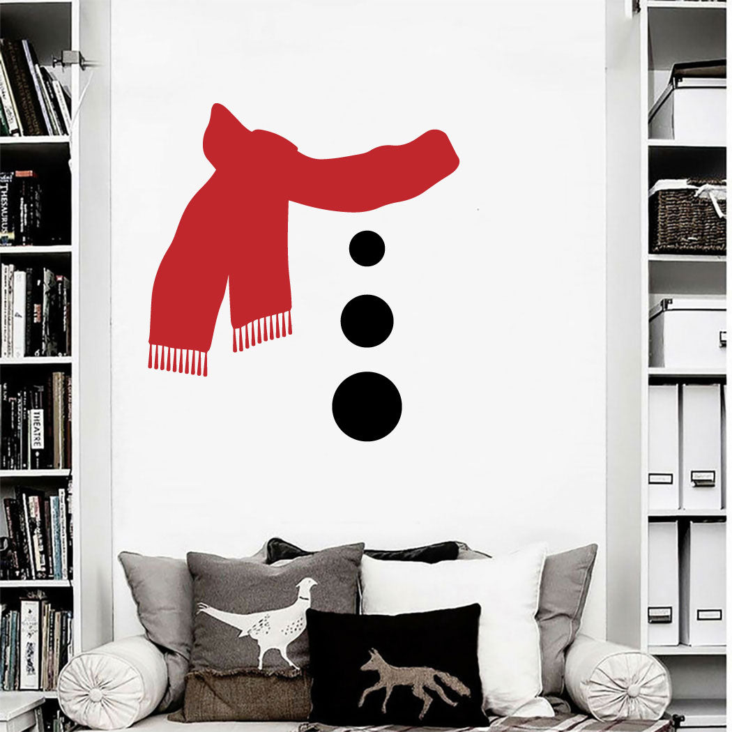 Snowman Scarf and Buttons Christmas Vinyl Wall Decal