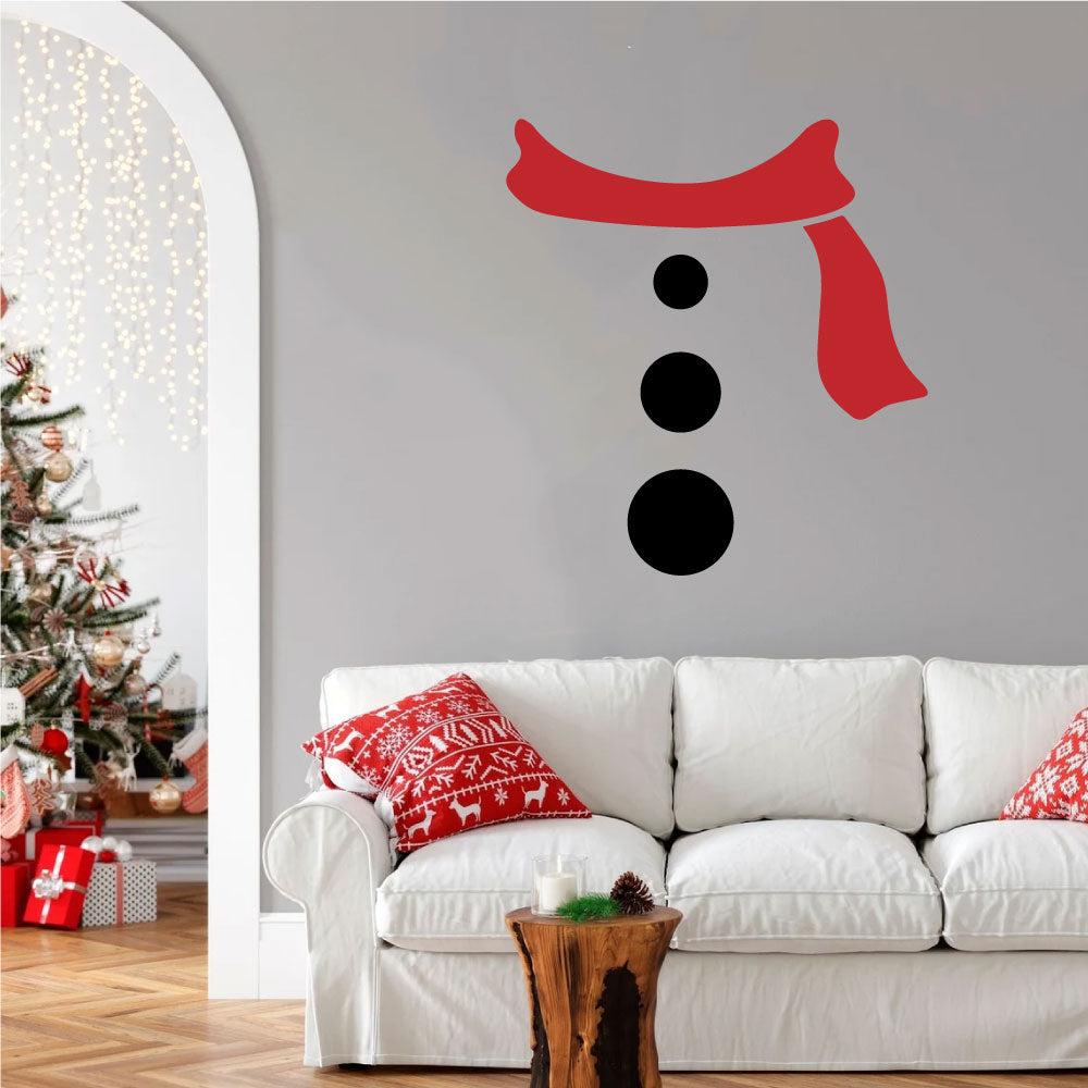 Snowman Scarf and Buttons Christmas Vinyl Wall Decal