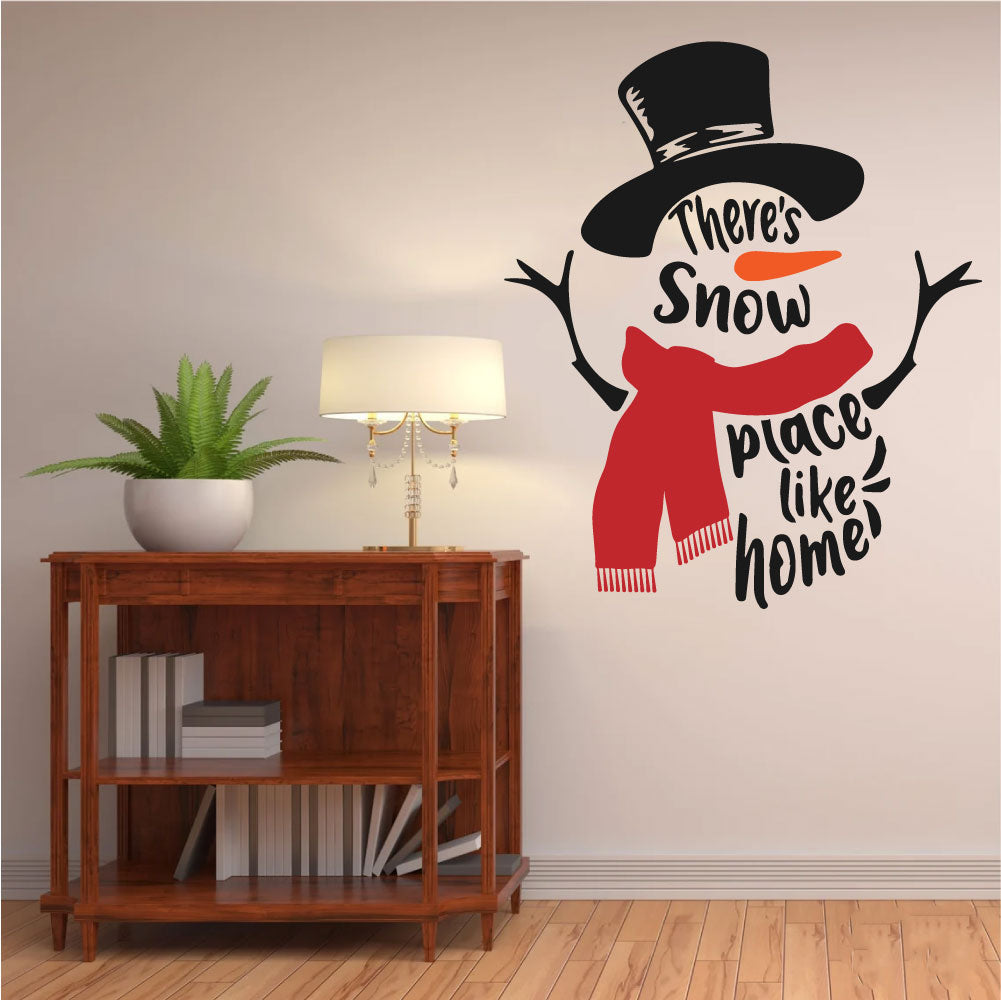 Snowman There's Snow Place Like Home Christmas Vinyl Wall Decal