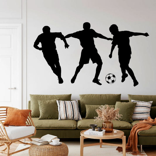 Soccer Players Silhouette Set of 3 Vinyl Home Decor Wall Decal 