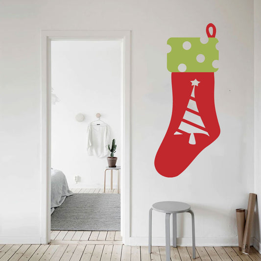 Christmas Stocking Silhouette Vinyl Wall Decal