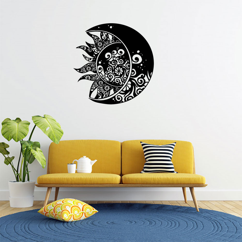 Celestial Sun and Moon Mandala Vinyl Wall Decal