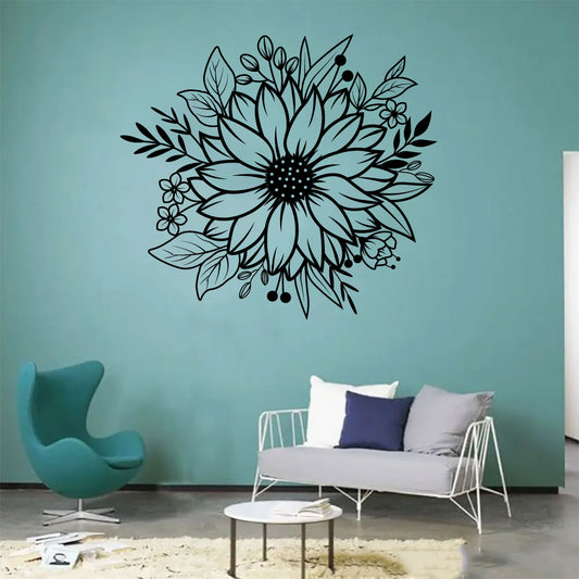 Sunflower Floral Vinyl Wall Decal