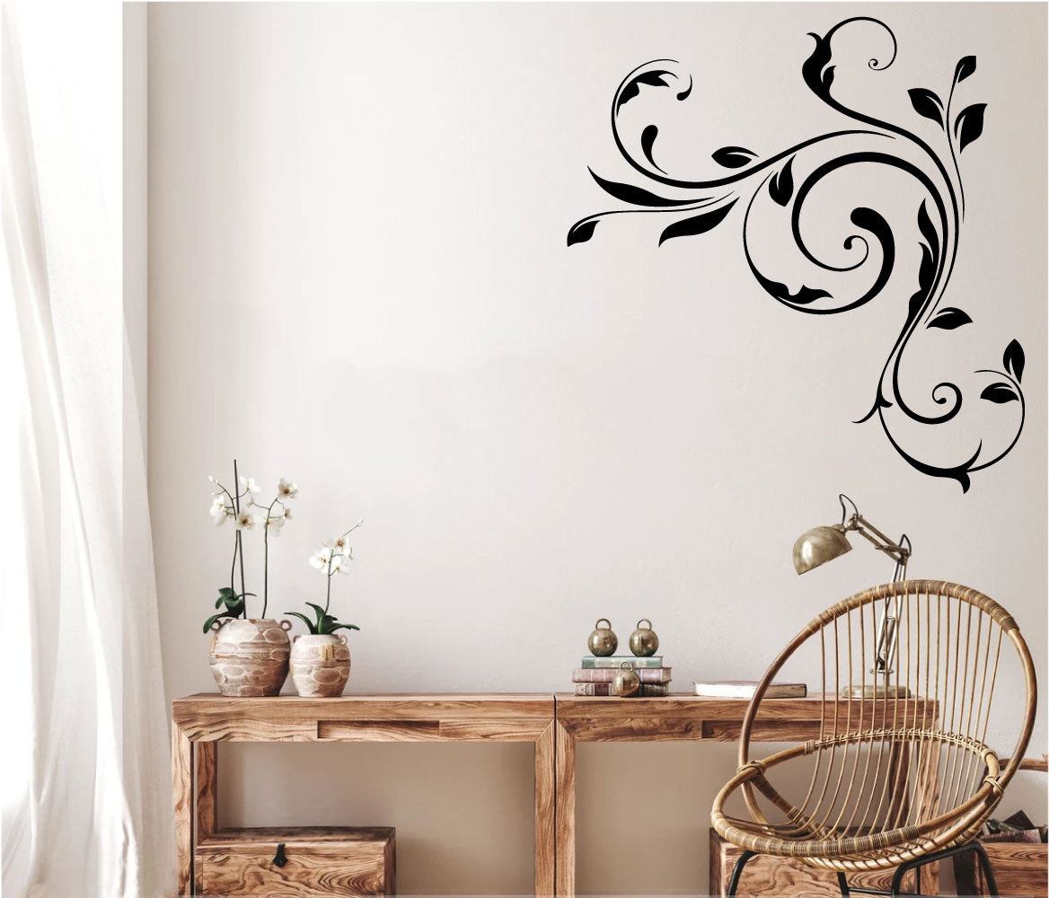 Swirls Floral Vinyl Home Decor Wall Decal 