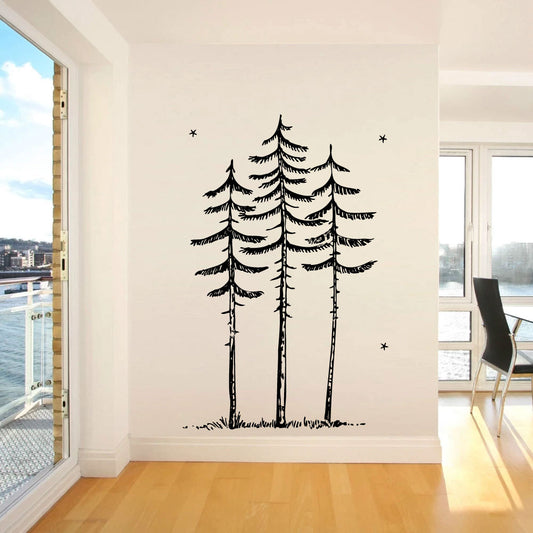 Tall Skinny Pine Trees Vinyl Wall Decal