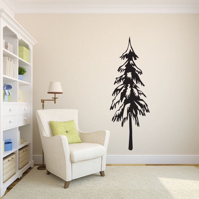 Tall Skinny Pine Tree Silhouette Vinyl Wall Decal