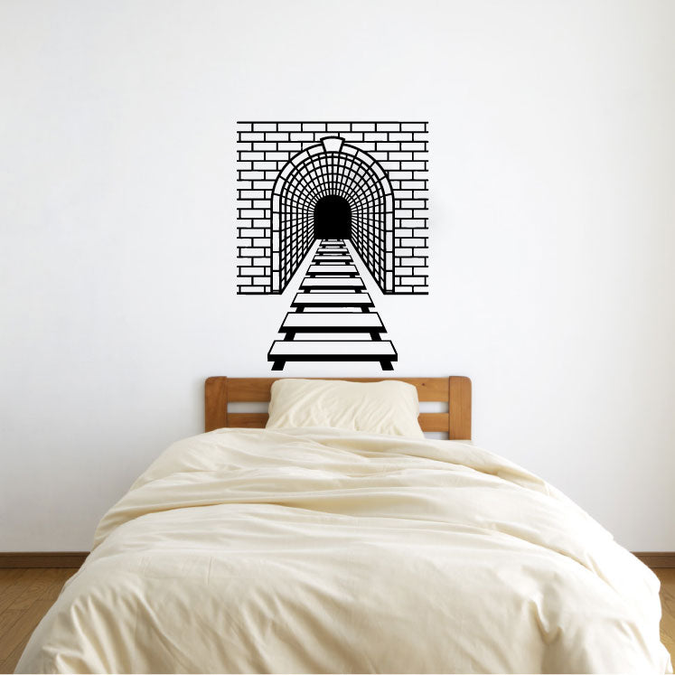 Train Railroad Tracks and Tunnel Vinyl Wall Decal