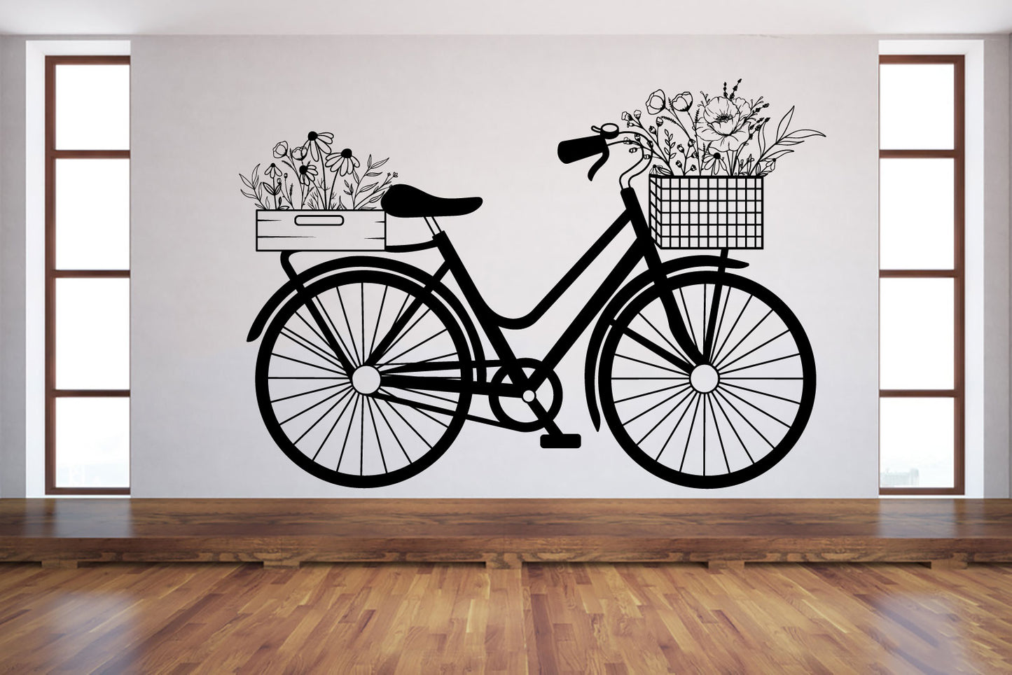 Wildflowers and Bicycle Vinyl Wall Decal