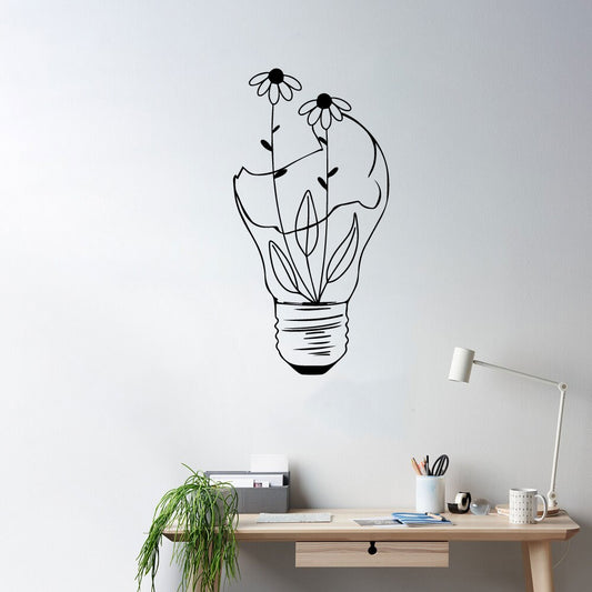 Wildflowers and Light Bulb Vinyl Wall Decal