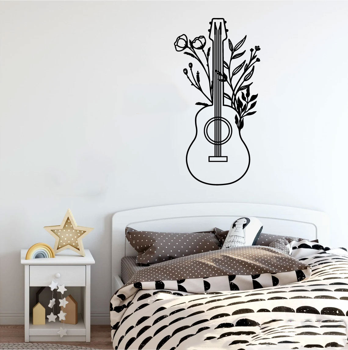 Wildflowers and Guitar Vinyl Wall Decal