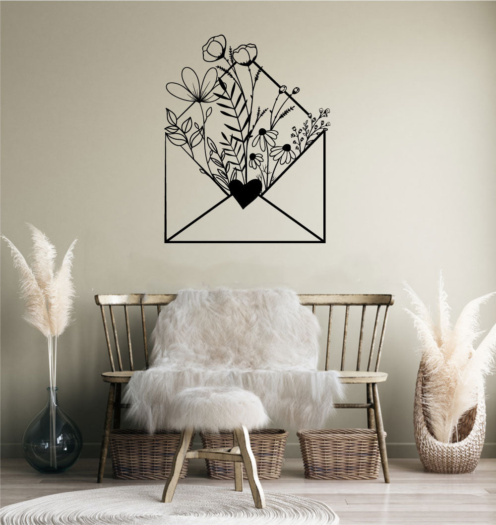 Wildflowers and Envelope Vinyl Wall Decal