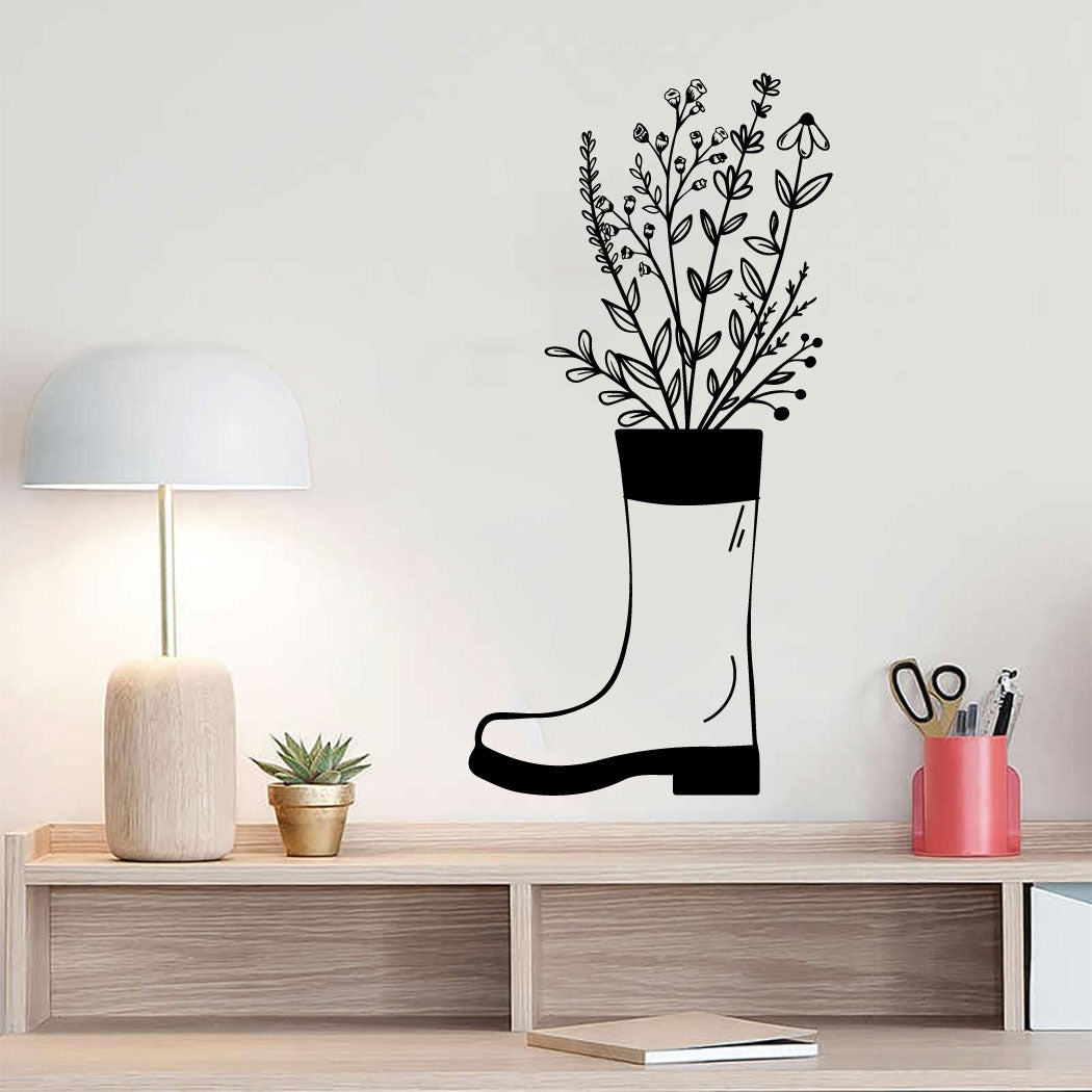 Wildflowers and Boot Vinyl Wall Decal