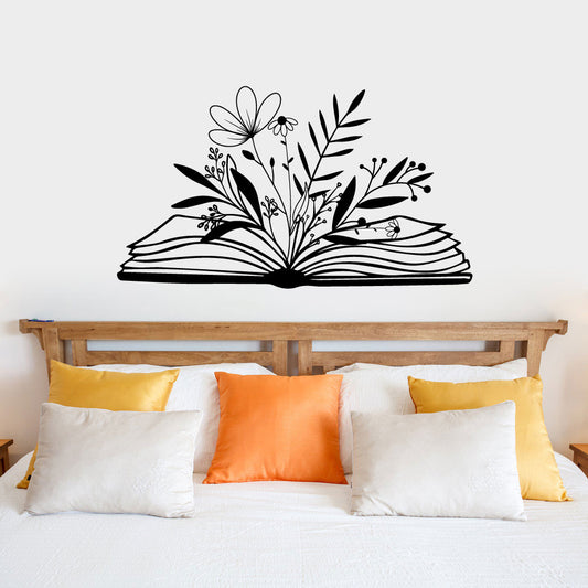 Wildflowers and Book Vinyl Wall Decal