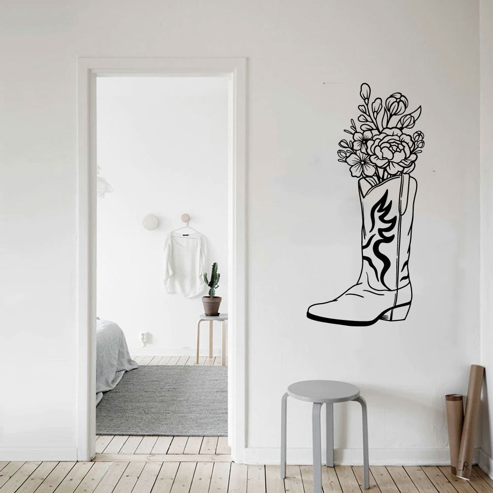 Wildflowers and Boot Vinyl Wall Decal