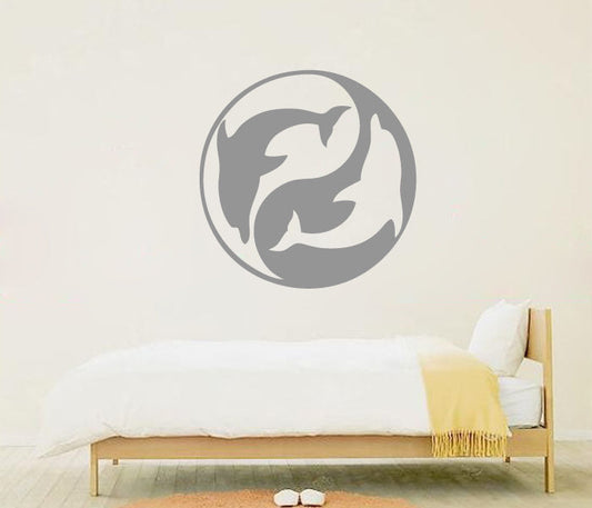 Yin Yang Dolphins Vinyl Home Decor Wall Decal 