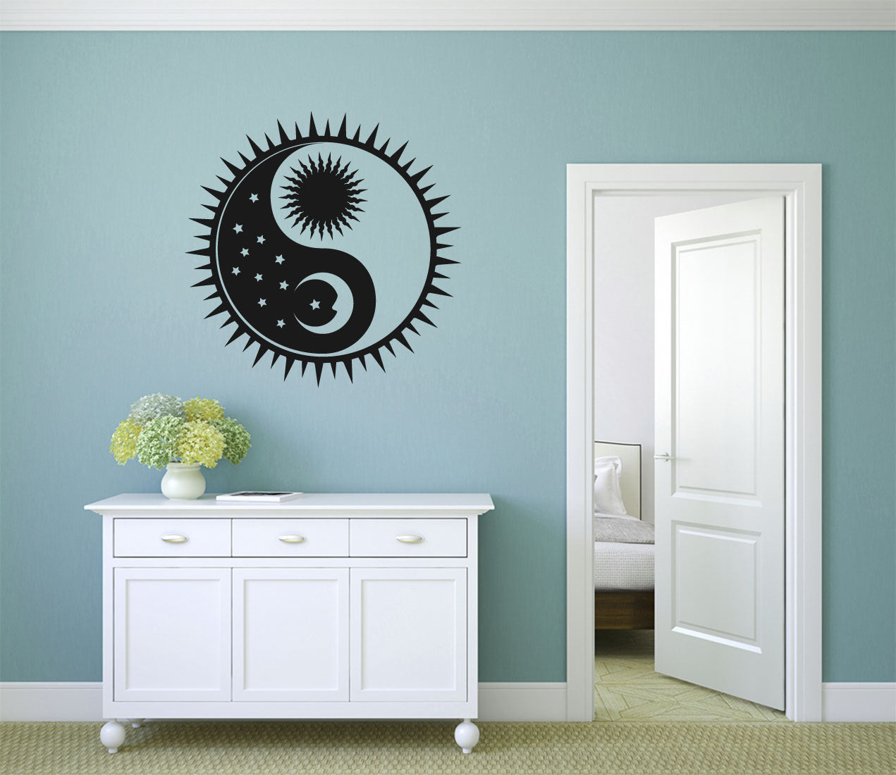 Yin Yang Celestial Zodiac Sun and Moon Vinyl Home Decor Wall Decal 