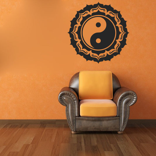 Yin Yang Floral Vinyl Home Decor Wall Decal 