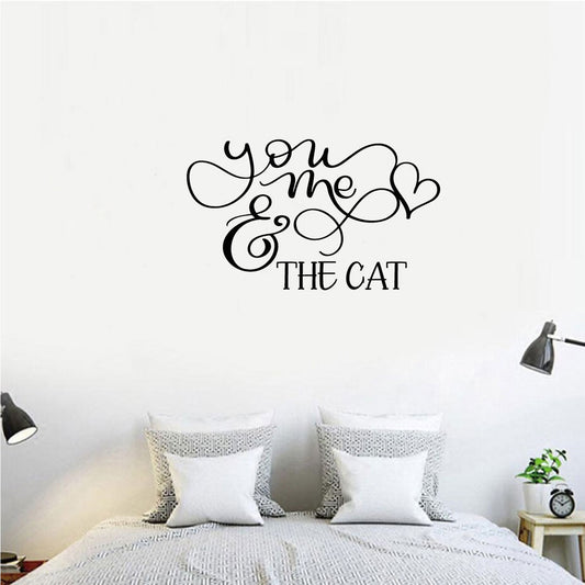 You Me and the Cat Vinyl Wall Decal - Black