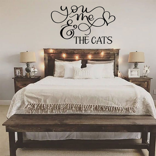 You Me and the Cats Vinyl Wall Decal - Black